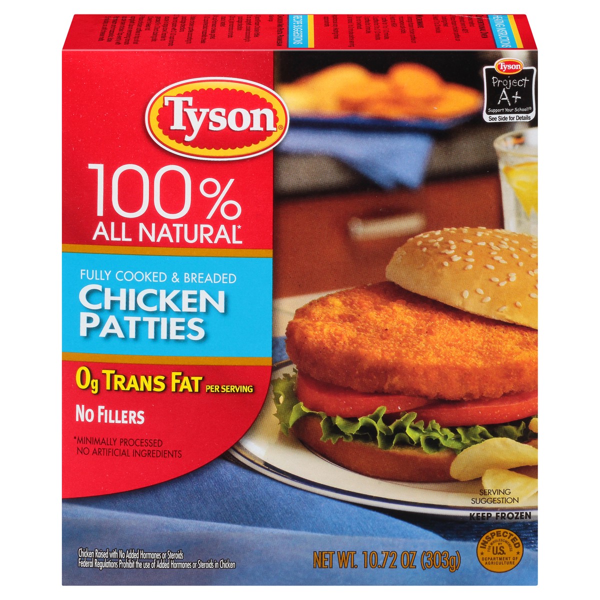 slide 1 of 8, Tyson Breaded Chicken Patties Fully Cooked & Breaded, 10.72 oz