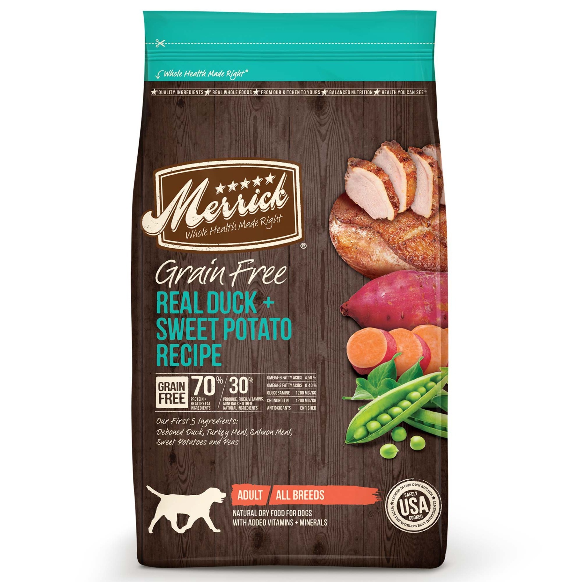 slide 1 of 1, Merrick Grain Free Real Duck + Sweet Potato Dry Dog Food, 25 lb