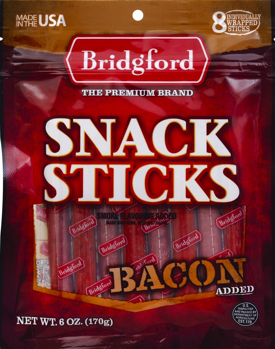 slide 3 of 3, Bridgford Bacon Snack Sticks, 6 oz
