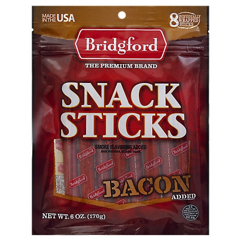 slide 1 of 1, Bridgford Bacon Snack Sticks, 6 oz