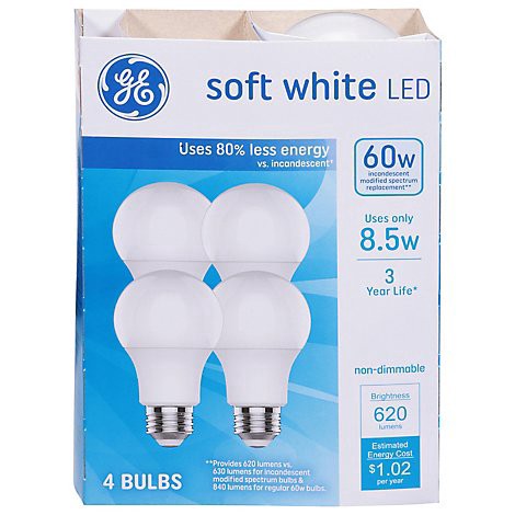 slide 1 of 1, Ge Led 8watts 60watts 3 Yr Sw 4 Pack - Each, 1 ct