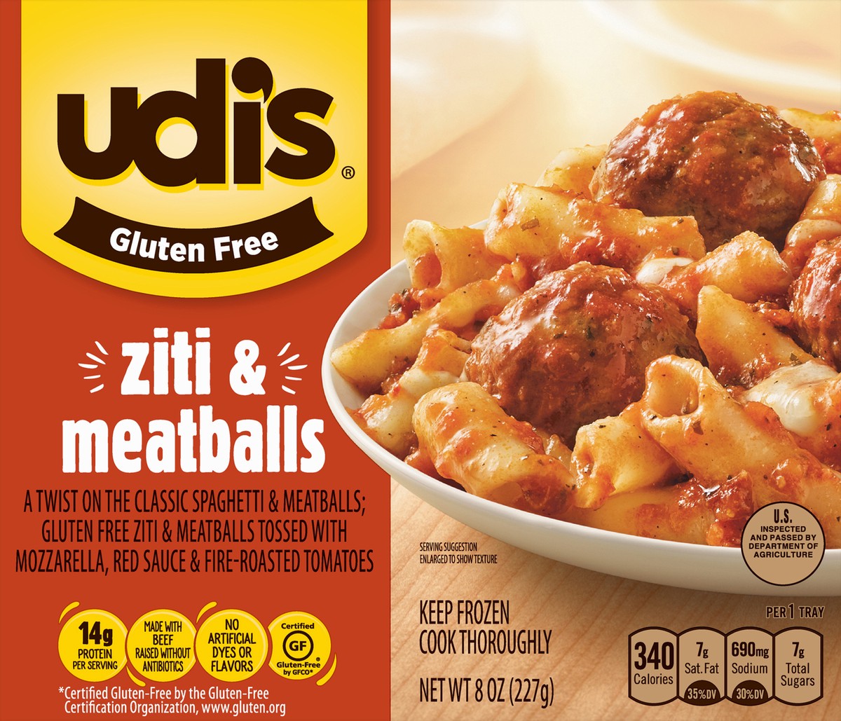 slide 1 of 12, Udi's Gluten Free Ziti & Meatballs 8 oz, 8 oz