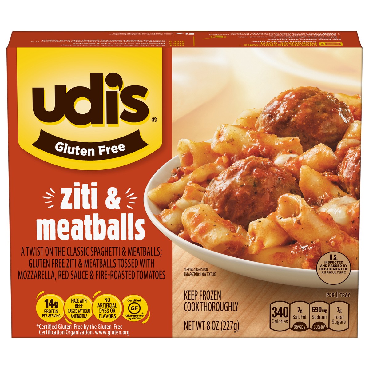 slide 1 of 12, Udi's Gluten Free Ziti & Meatballs 8 oz, 8 oz