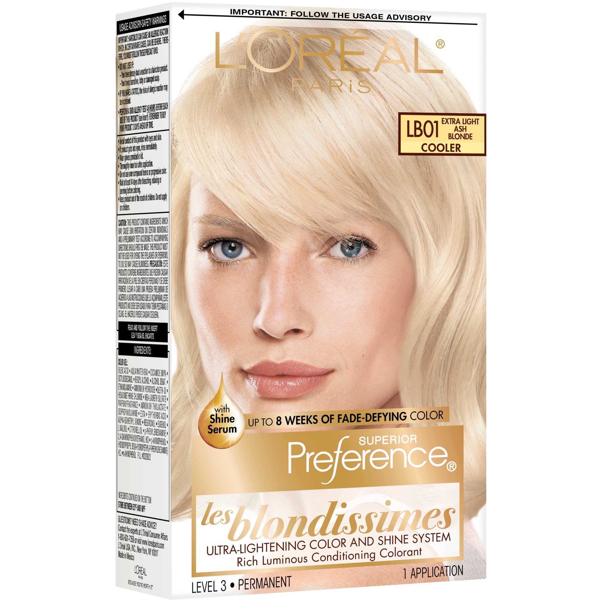 slide 3 of 8, L'Oréal Superior Preference Hair Color Cooler LB01 Extra Light Ash Blonde, 1 ct
