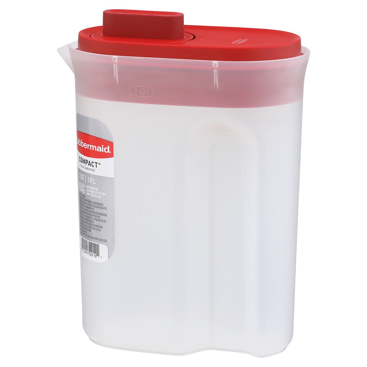 slide 2 of 11, Rubbermaid Compact Pitcher with Premium Lid, Plastic Pitcher with Multifunction Lid, 2 qt