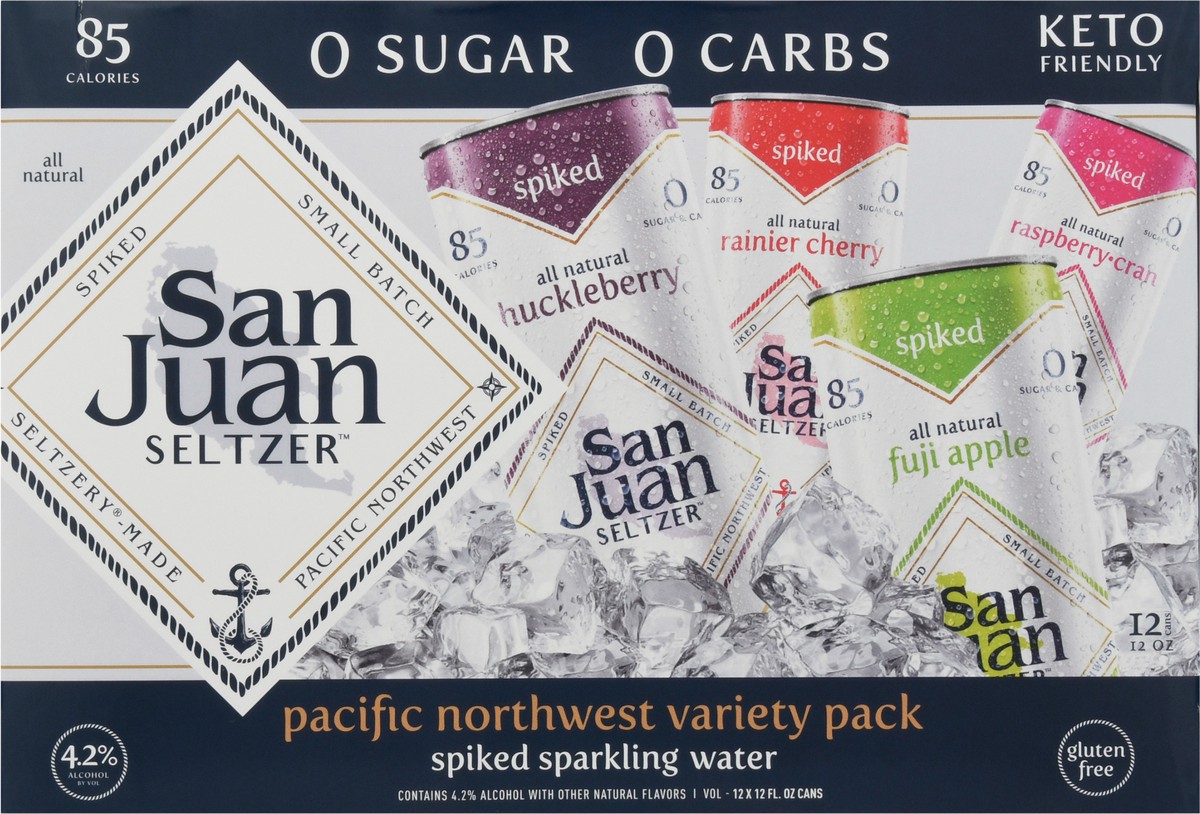 slide 4 of 14, San Juan Seltzer Pacific Northwest Variety Pack Spiked Sparkling Water 12 - 12 oz Cans, 12 ct; 12 oz