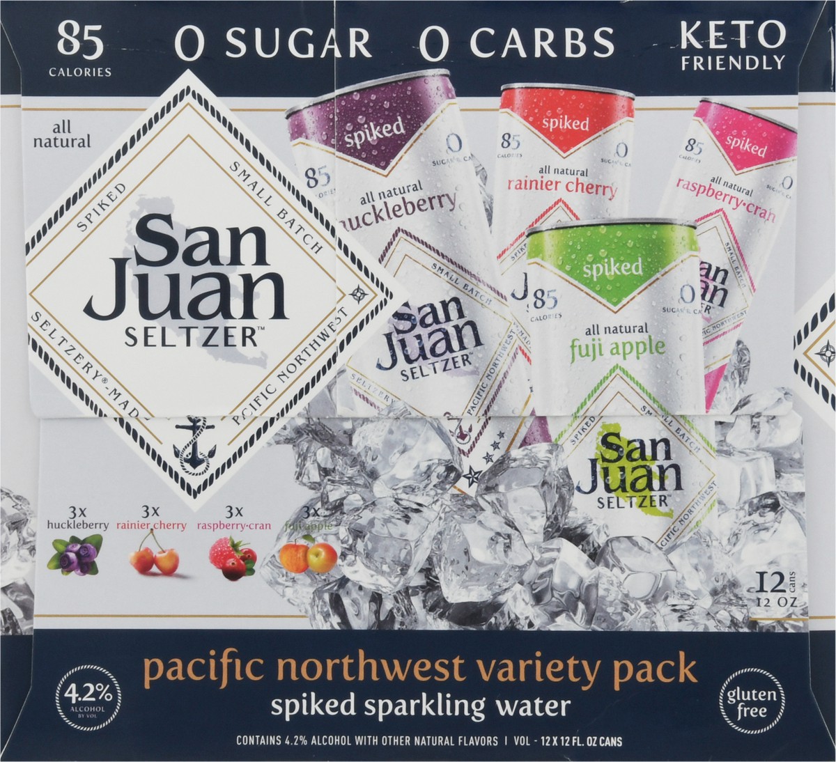 slide 8 of 14, San Juan Seltzer Pacific Northwest Variety Pack Spiked Sparkling Water 12 - 12 oz Cans, 12 ct; 12 oz