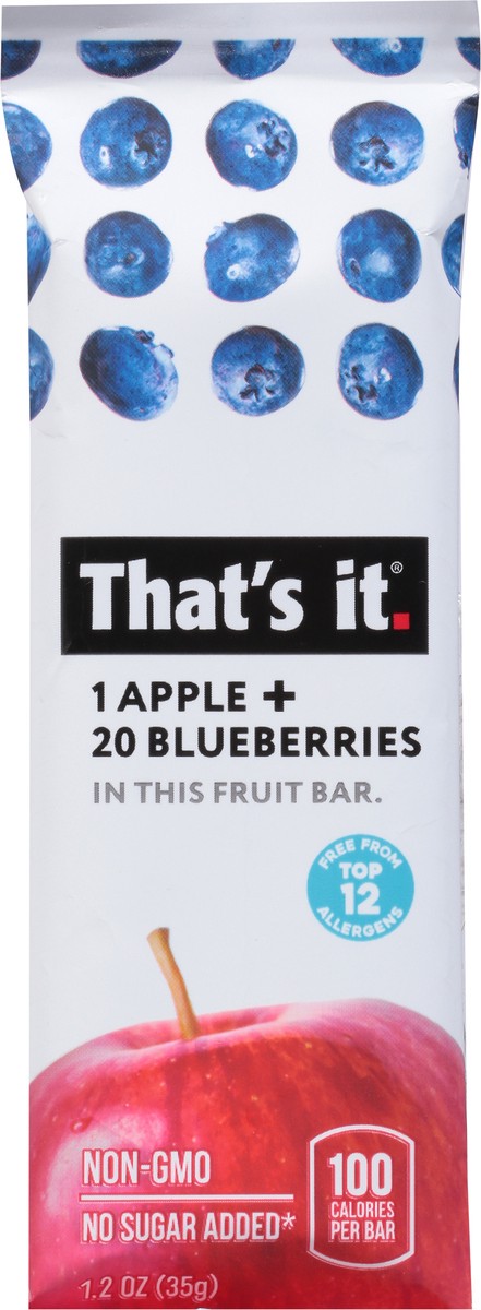 slide 3 of 9, That's it. That's It Apple & Blueberry Fruit Bar, 1.2 oz