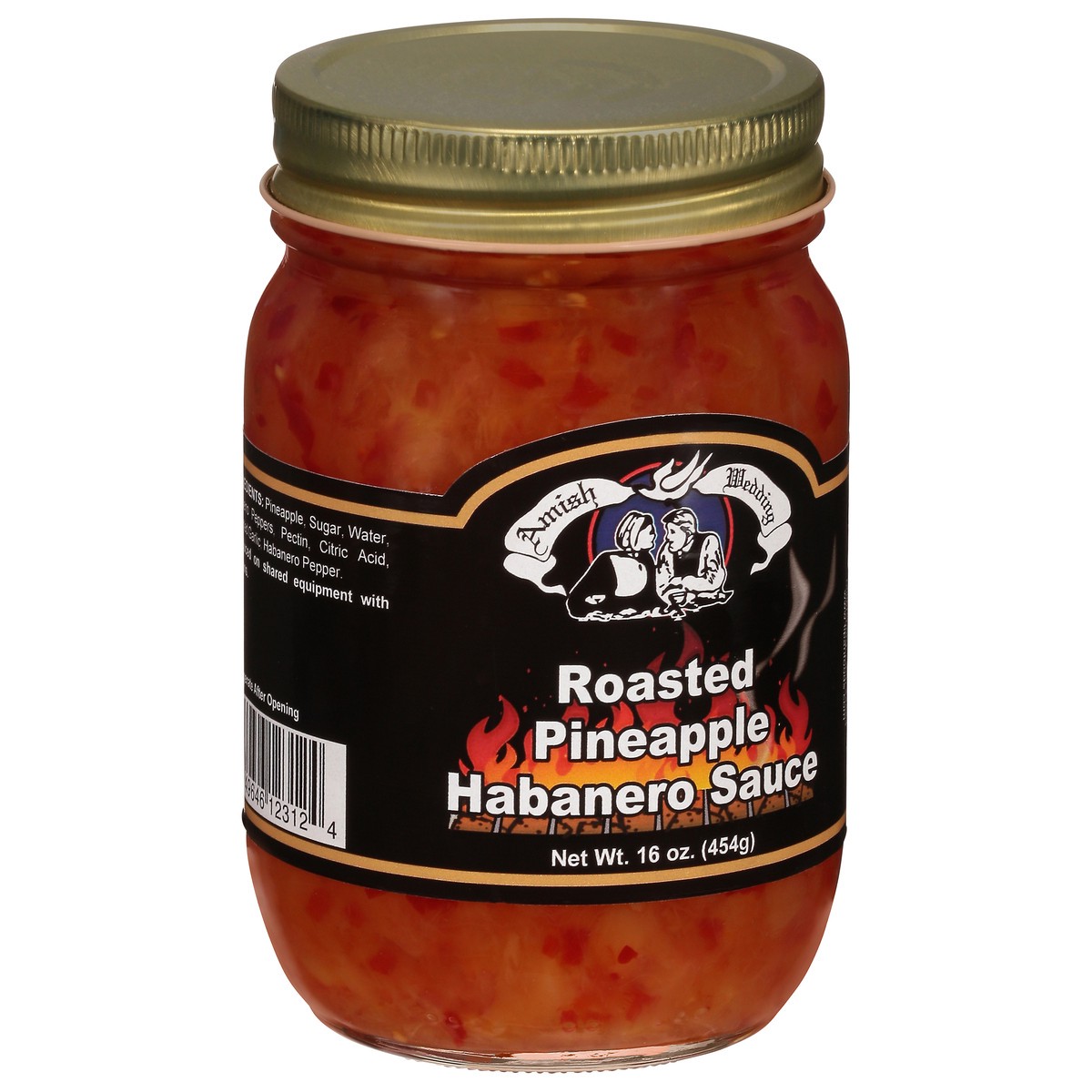 slide 3 of 9, AMISH WEDDING Sauce Roasted Pineap Habanero, 16 oz
