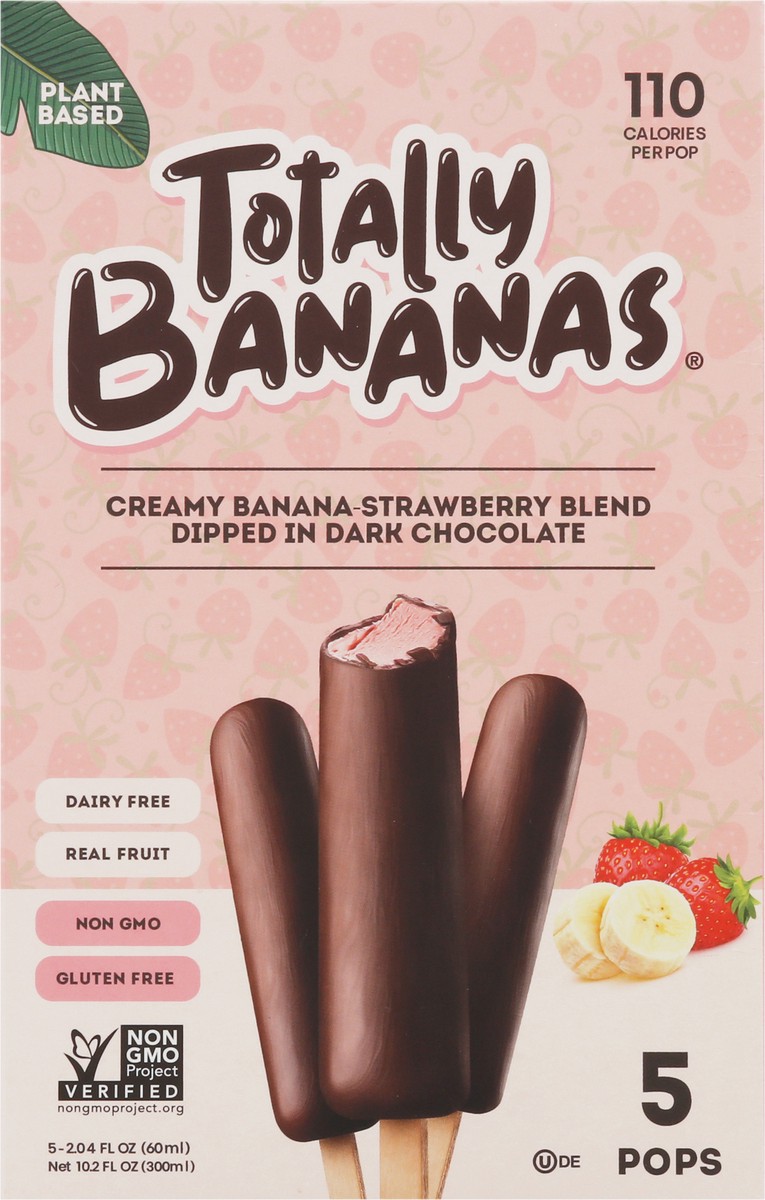 slide 14 of 15, Totally Bananas Creamy Banana-Strawberry Blend Dipped in Dark Chocolate Pops 5 - 2.04 fl oz Packs, 5 ct