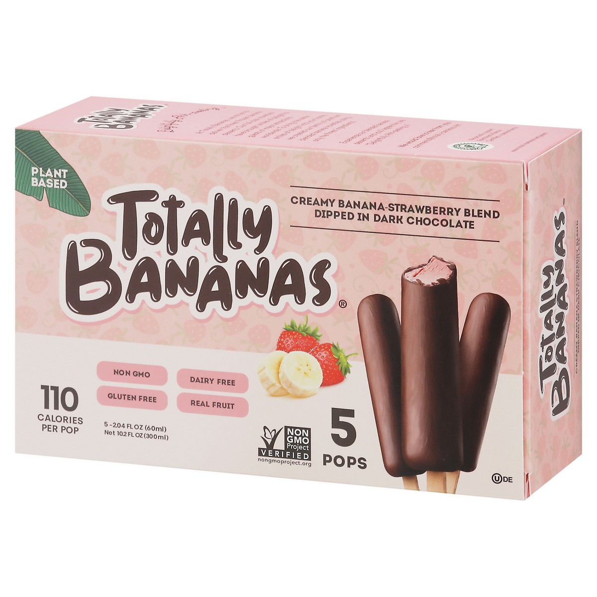 slide 15 of 15, Totally Bananas Creamy Banana-Strawberry Blend Dipped in Dark Chocolate Pops 5 - 2.04 fl oz Packs, 5 ct