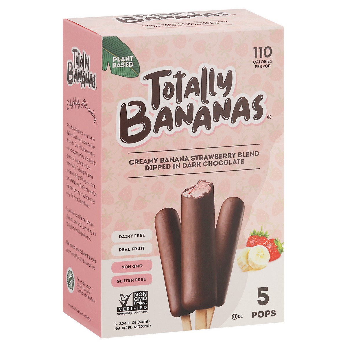 slide 4 of 15, Totally Bananas Creamy Banana-Strawberry Blend Dipped in Dark Chocolate Pops 5 - 2.04 fl oz Packs, 5 ct