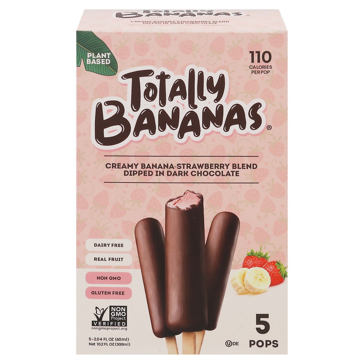 slide 1 of 15, Totally Bananas Creamy Banana-Strawberry Blend Dipped in Dark Chocolate Pops 5 - 2.04 fl oz Packs, 5 ct