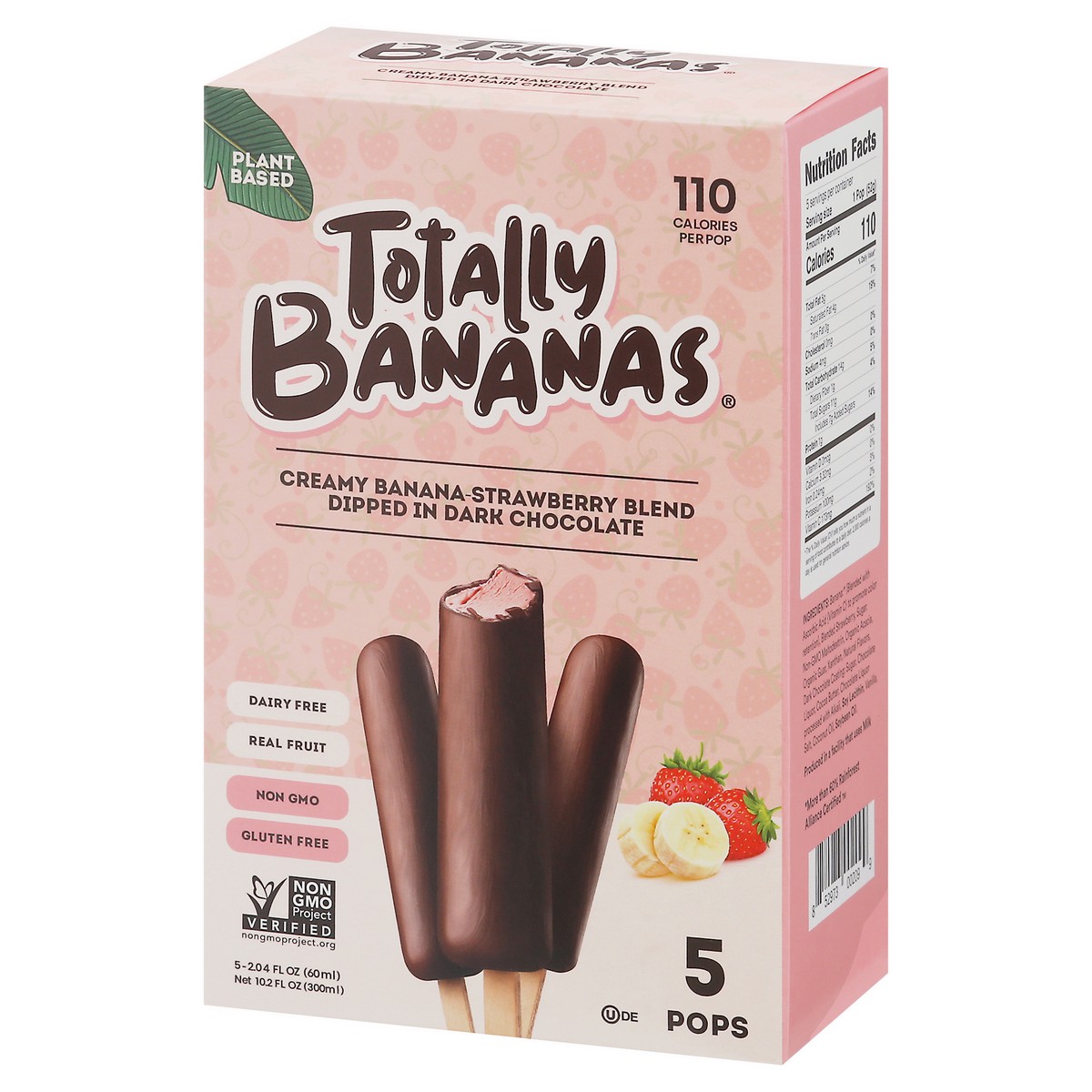 slide 5 of 15, Totally Bananas Creamy Banana-Strawberry Blend Dipped in Dark Chocolate Pops 5 - 2.04 fl oz Packs, 5 ct