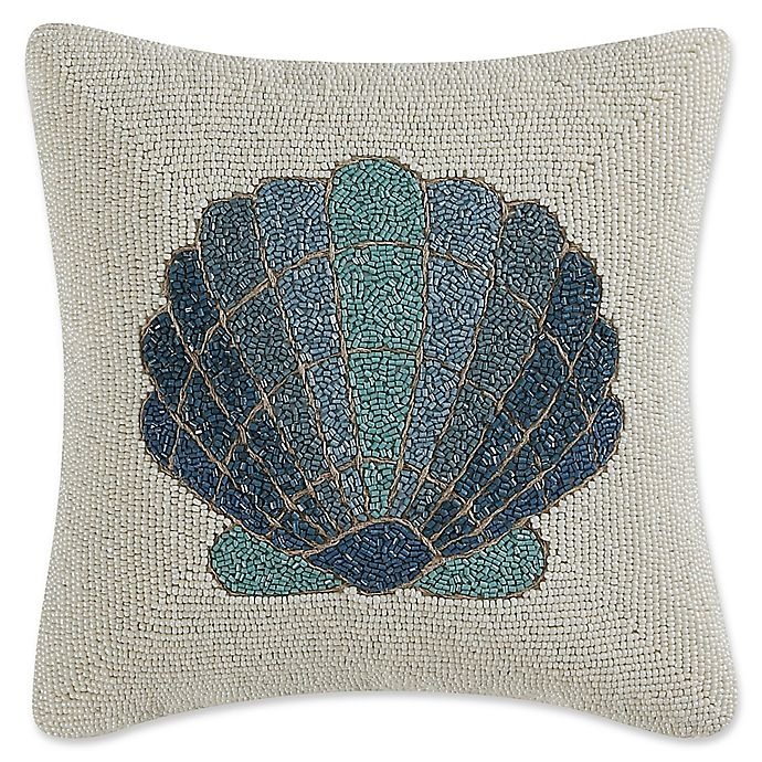 slide 1 of 1, Coastal Living Beaded Shell Square Throw Pillow - Teal/Ivory, 1 ct