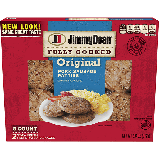 slide 6 of 8, Jimmy Dean Fully Cooked Original Pork Breakfast Sausage Patties, 8 Count, 272.15 g