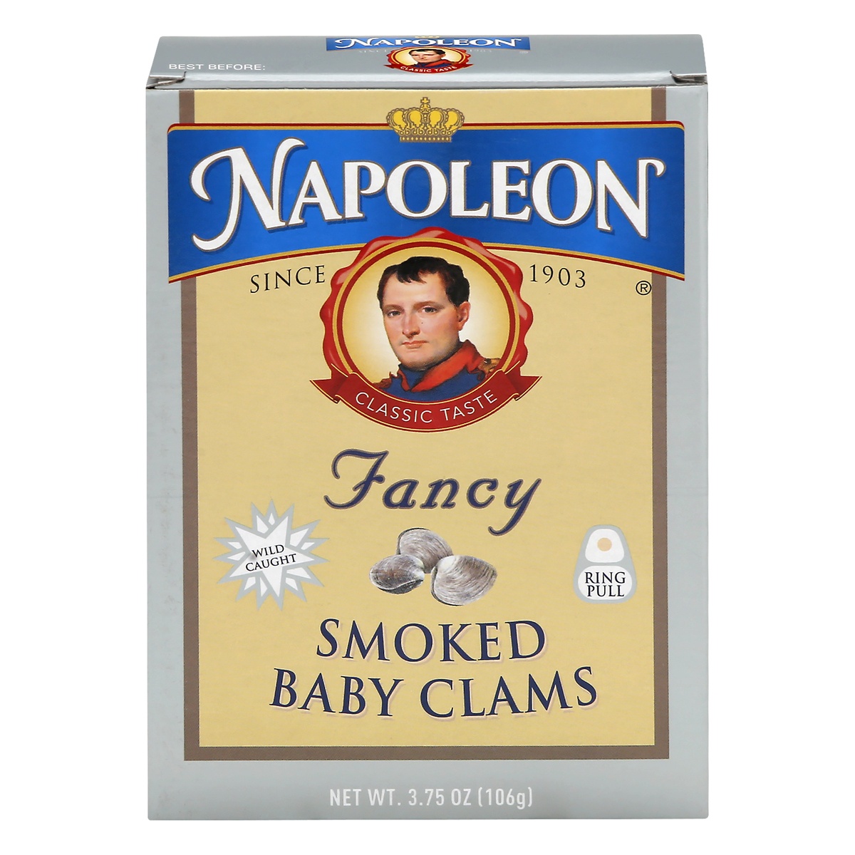 slide 1 of 9, Napoleon Fancy Smoked Baby Clams 3.75 oz, 