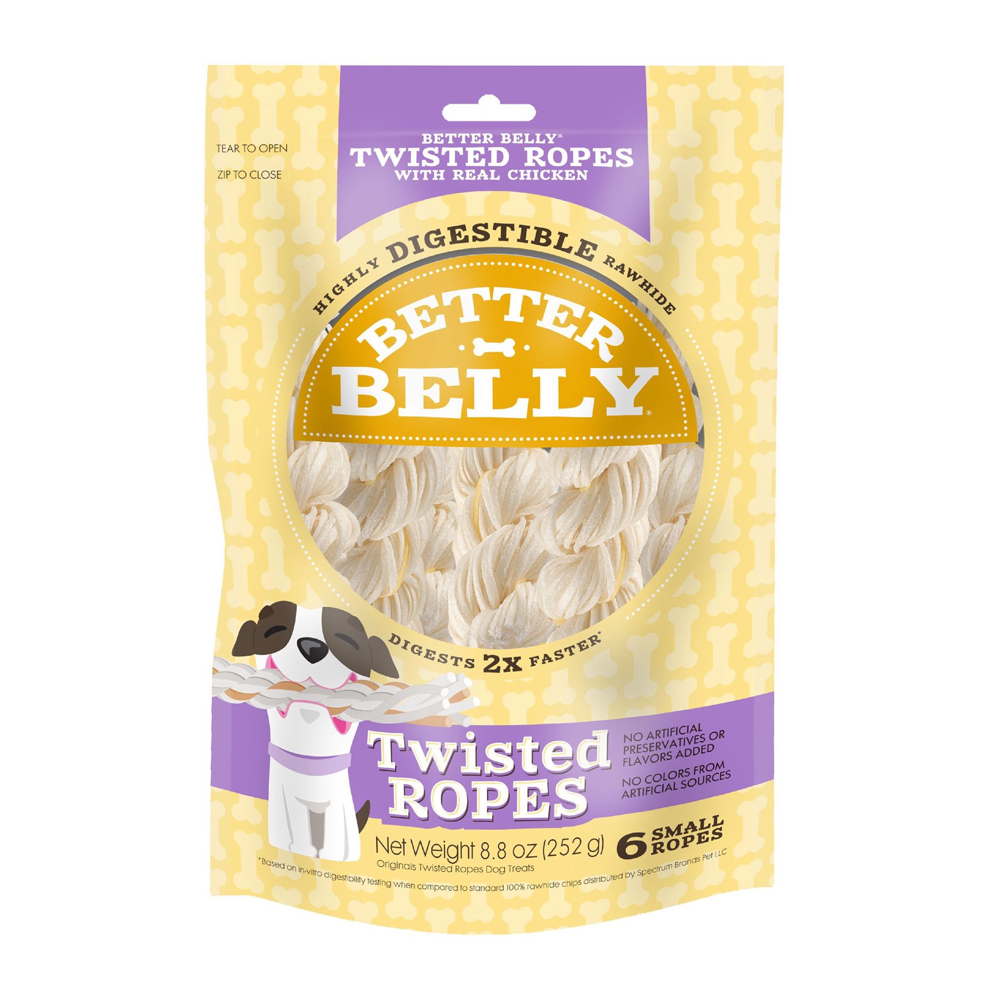 slide 1 of 1, Better Belly Small Twisted Rope Dog Chew - Chicken & Spearmint, 6 ct