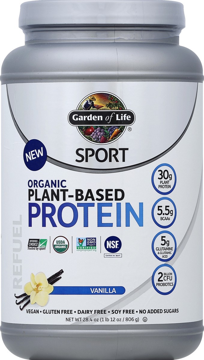 slide 2 of 2, Garden of Life Sport Vanilla Plant-based Protein, 28.40 oz