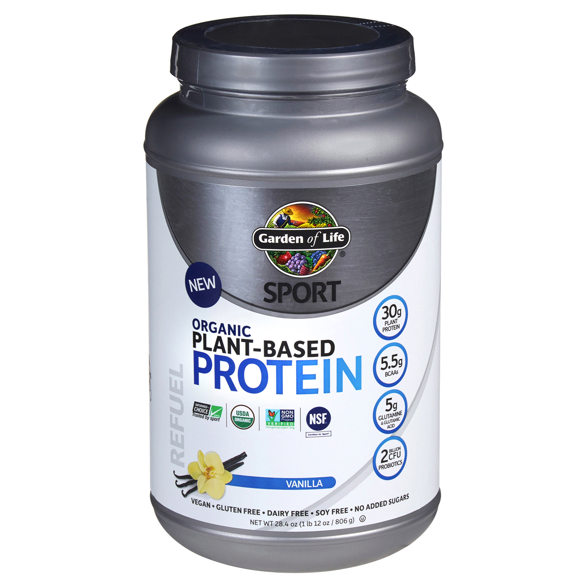 slide 1 of 2, Garden of Life Sport Vanilla Plant-based Protein, 28.40 oz
