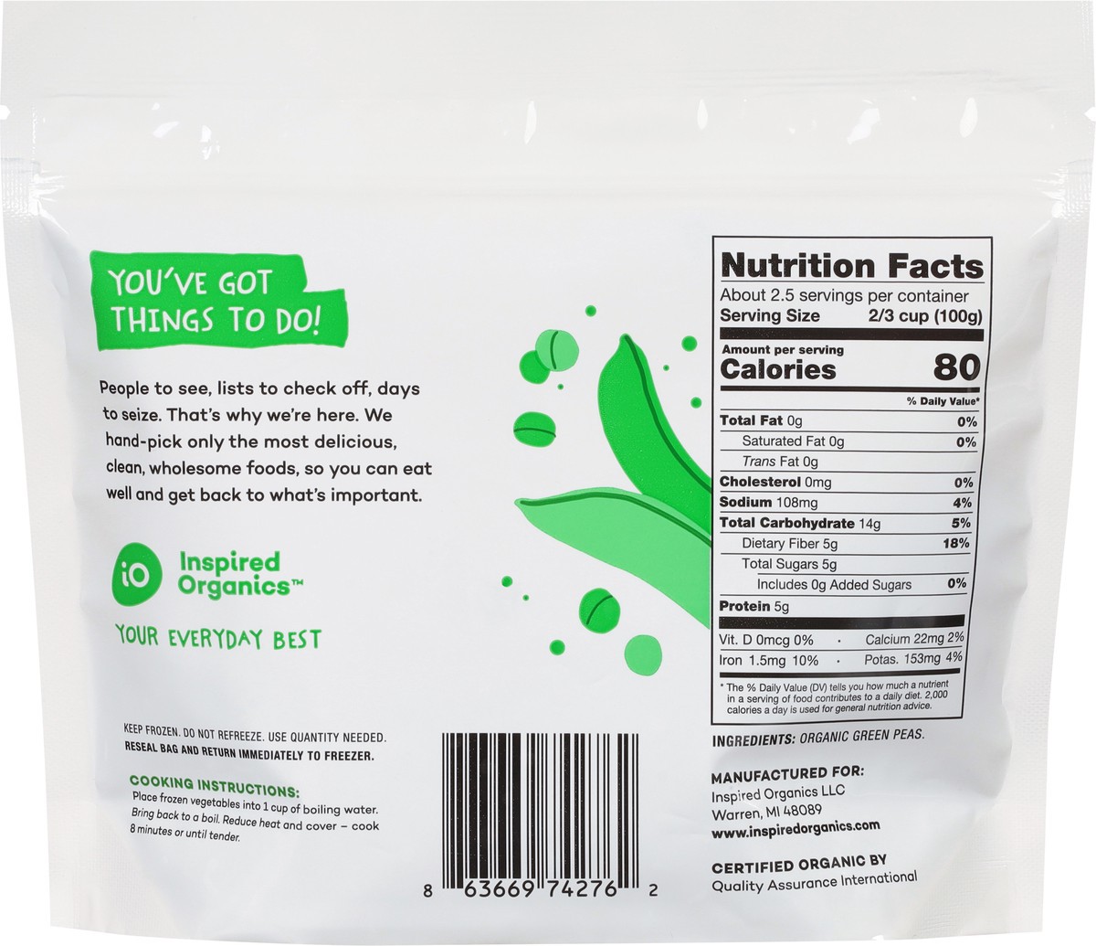 slide 2 of 11, Inspired Organics Organic Green Peas 10 oz, 10 oz