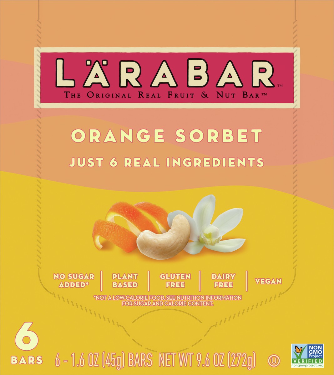 slide 11 of 11, LÄRABAR Orange Sorbet Mini Bars, Gluten Free Vegan, 6 ct, 6 ct