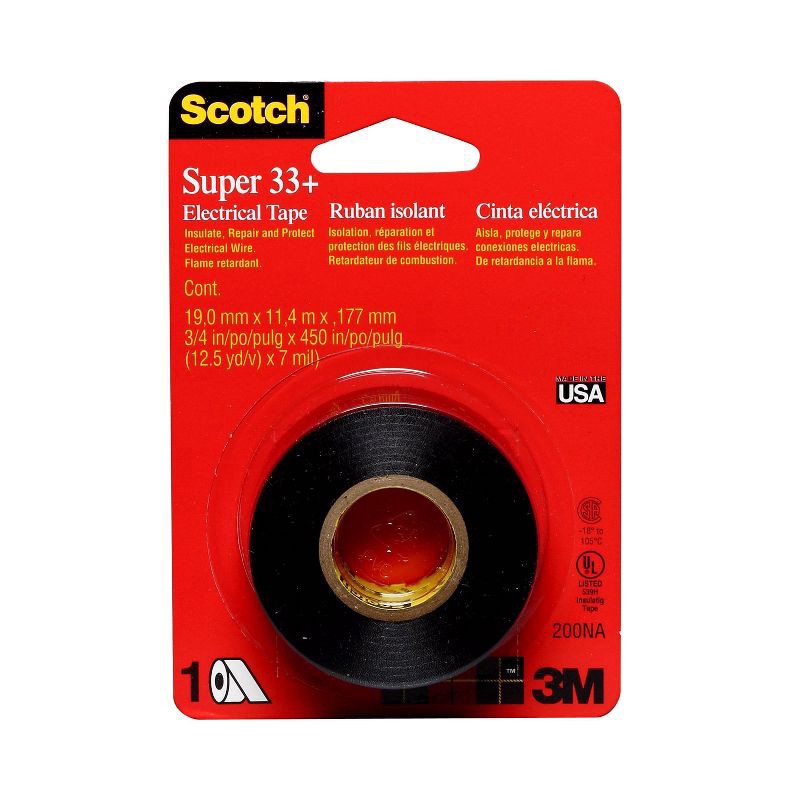 slide 1 of 71, Scotch 3/4"x450" Super 33+ Electrical Tape Black, 1 ct