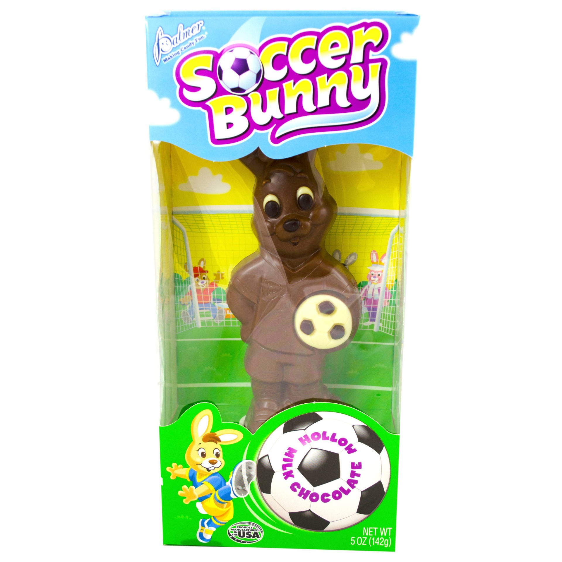 slide 1 of 1, Palmer Hollow Milk Chocolate Soccer Bunny Easter Candy, 5 oz