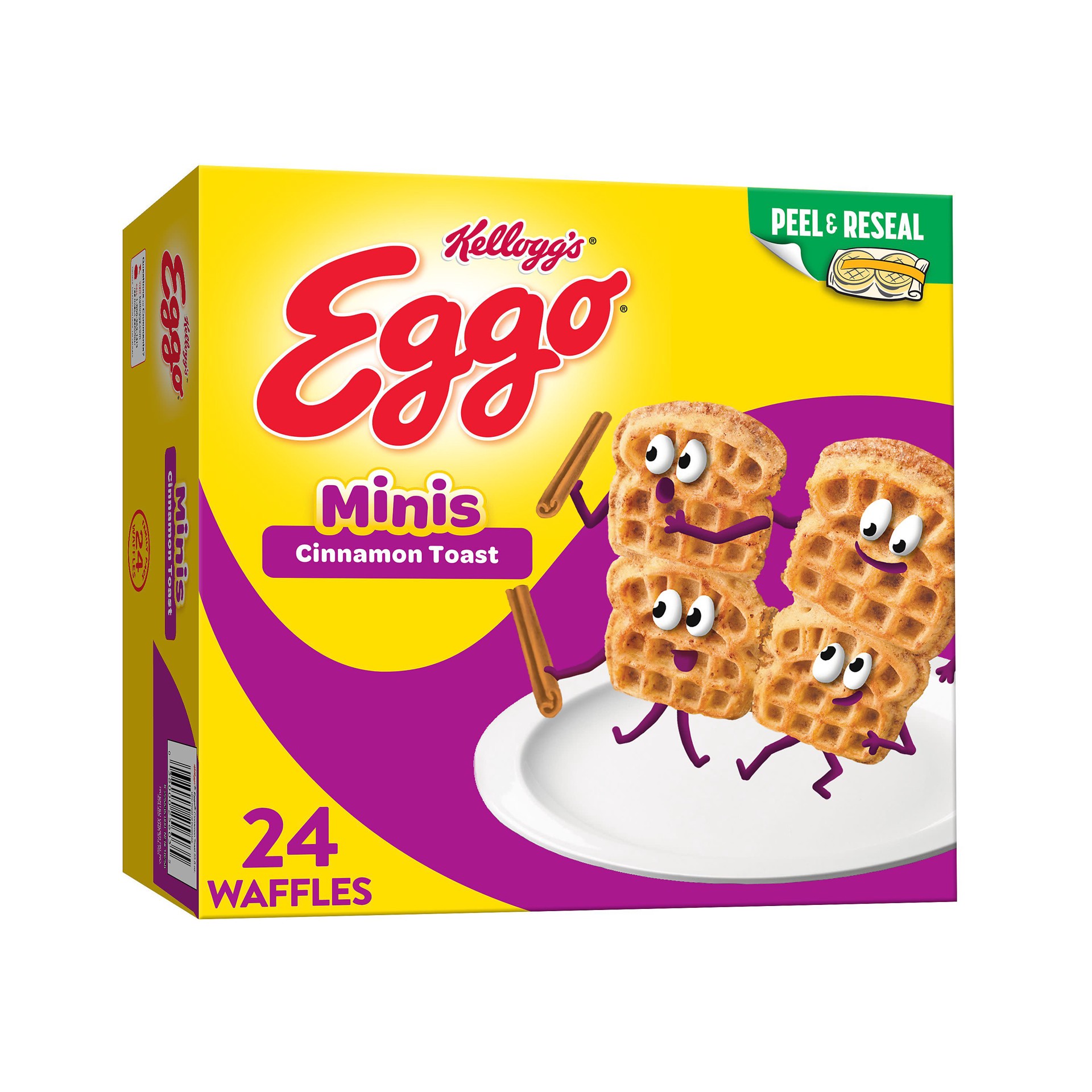 slide 1 of 5, Eggo Minis Frozen Waffle Bites, Frozen Breakfast, Breakfast Food, Family Pack, Cinnamon Toast, 25.8oz Box, 24 Waffles, 24 ct; 25.8 oz