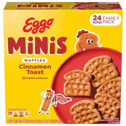 Eggo Minis Frozen Waffle Bites, Frozen Breakfast, Breakfast Food, Family Pack, Cinnamon Toast, 25.8oz Box, 24 Waffles