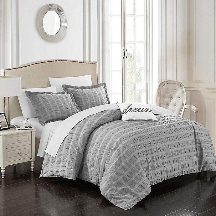 slide 1 of 1, Chic Home Calamba King Duvet Cover Set - Grey, 1 ct