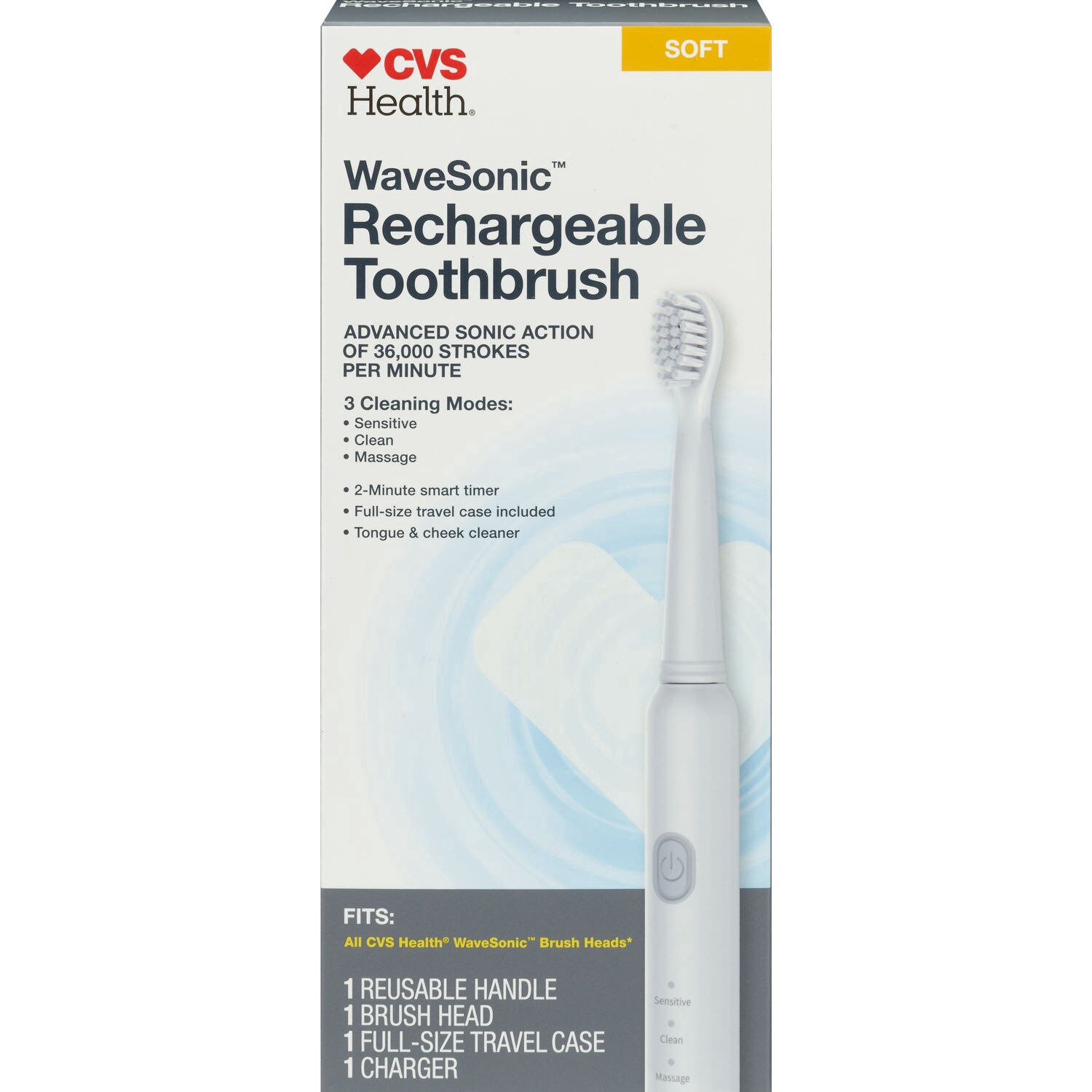 slide 1 of 1, CVS Health Cvs Wave Sonic Rechargeable Toothbrush, Gray, 1 ct