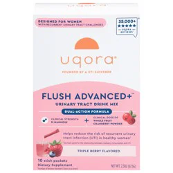 Uqora Flush Advanced+ Urinary Tract Drink Mix Dietary Supplement Powder - 10 ct