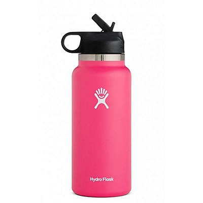 slide 1 of 1, Hydro Flask Wide Mouth Water Bottle With Straw Lid, Watermelon V2.0, 32 oz