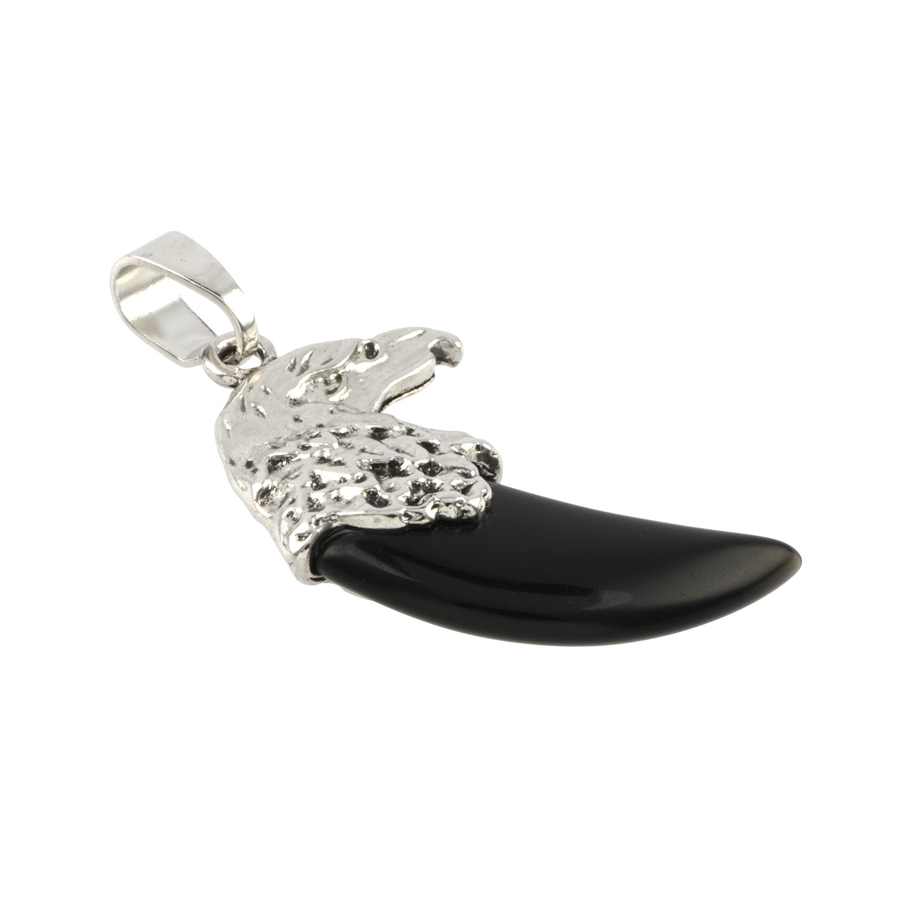 slide 3 of 3, Rhodium & Obsidian Eagle Pendant By Bead Landing, 34mm x19mm
