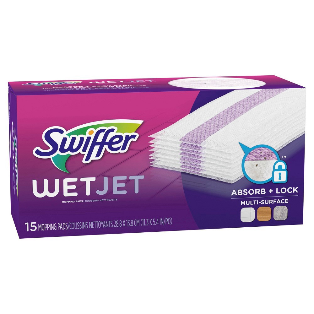 slide 8 of 15, Swiffer Wet Jet Mop Cleaning Pads Refill, Floor Cleaner for Mopping Wood, Laminate, Tile, 15ct, 15 ct