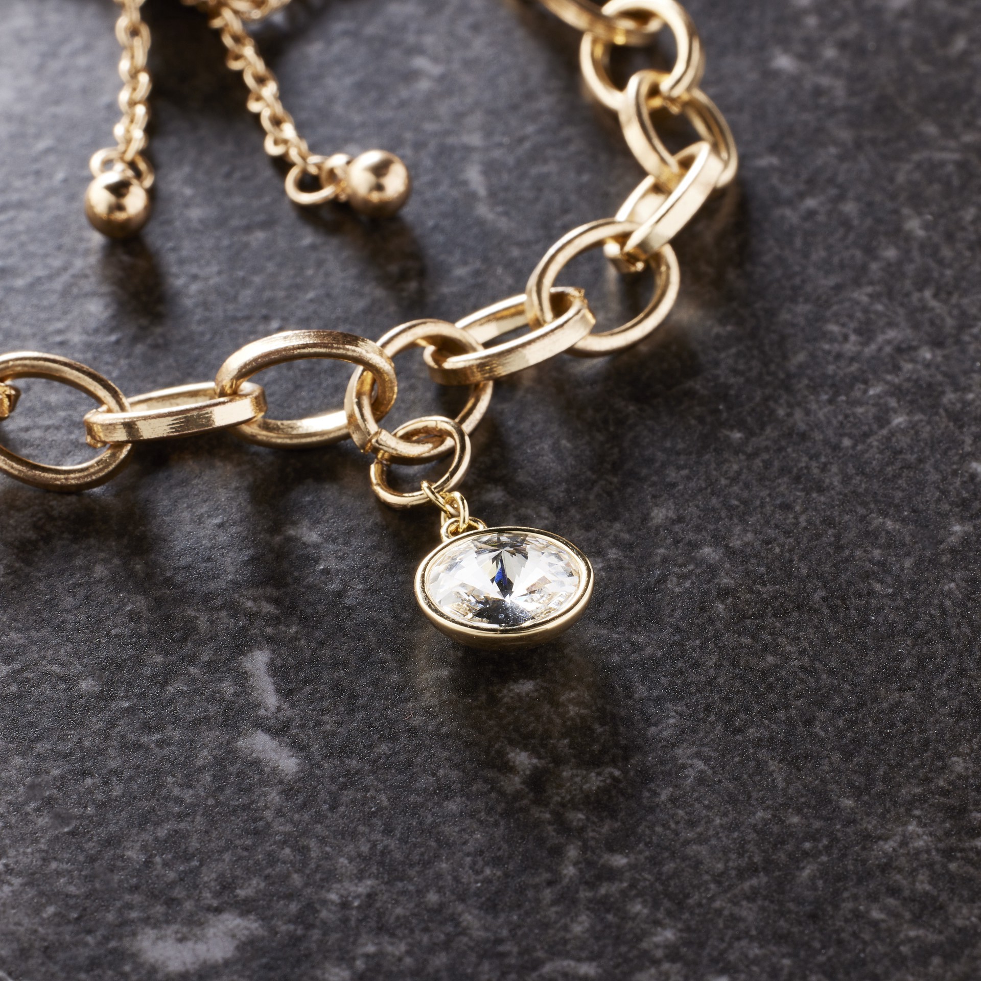 slide 5 of 5, 14k Gold Plated Clear Austrian Crystal Rivoli Cut Charm By Bead Landing, 4mm x 5mm