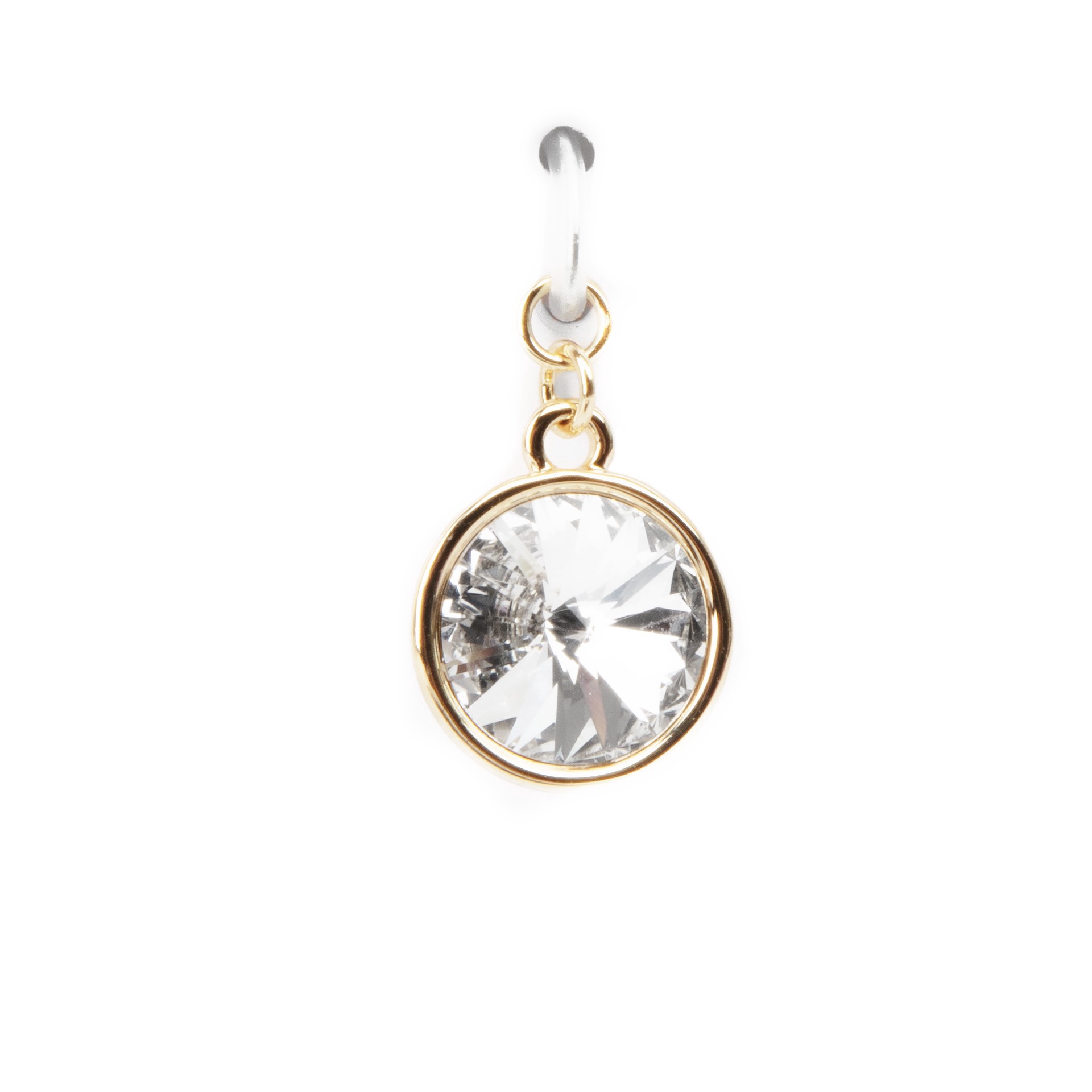 slide 4 of 5, 14k Gold Plated Clear Austrian Crystal Rivoli Cut Charm By Bead Landing, 4mm x 5mm