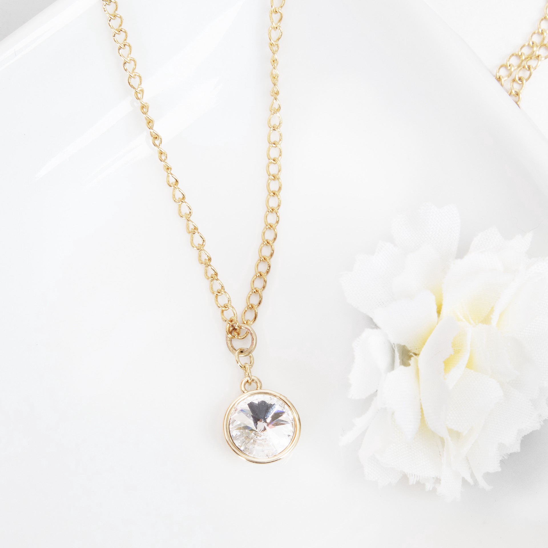 slide 2 of 5, 14k Gold Plated Clear Austrian Crystal Rivoli Cut Charm By Bead Landing, 4mm x 5mm