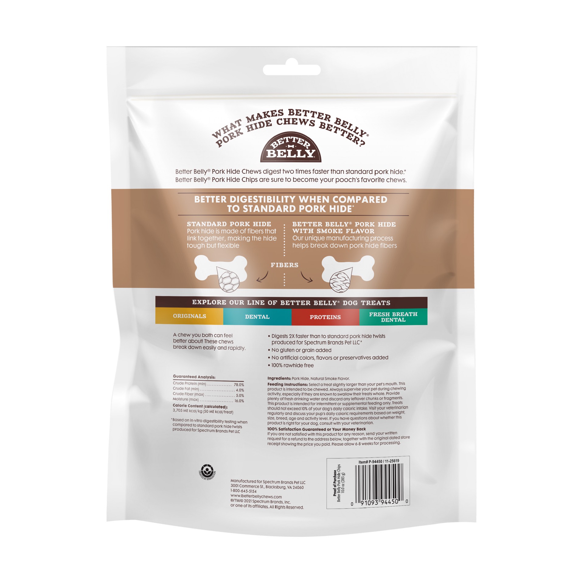 slide 5 of 10, Better Belly Pork Hide Chips With Smoke Flavor, 10 Ounce, Digestible Pork Hide For Dogs, 1 ct