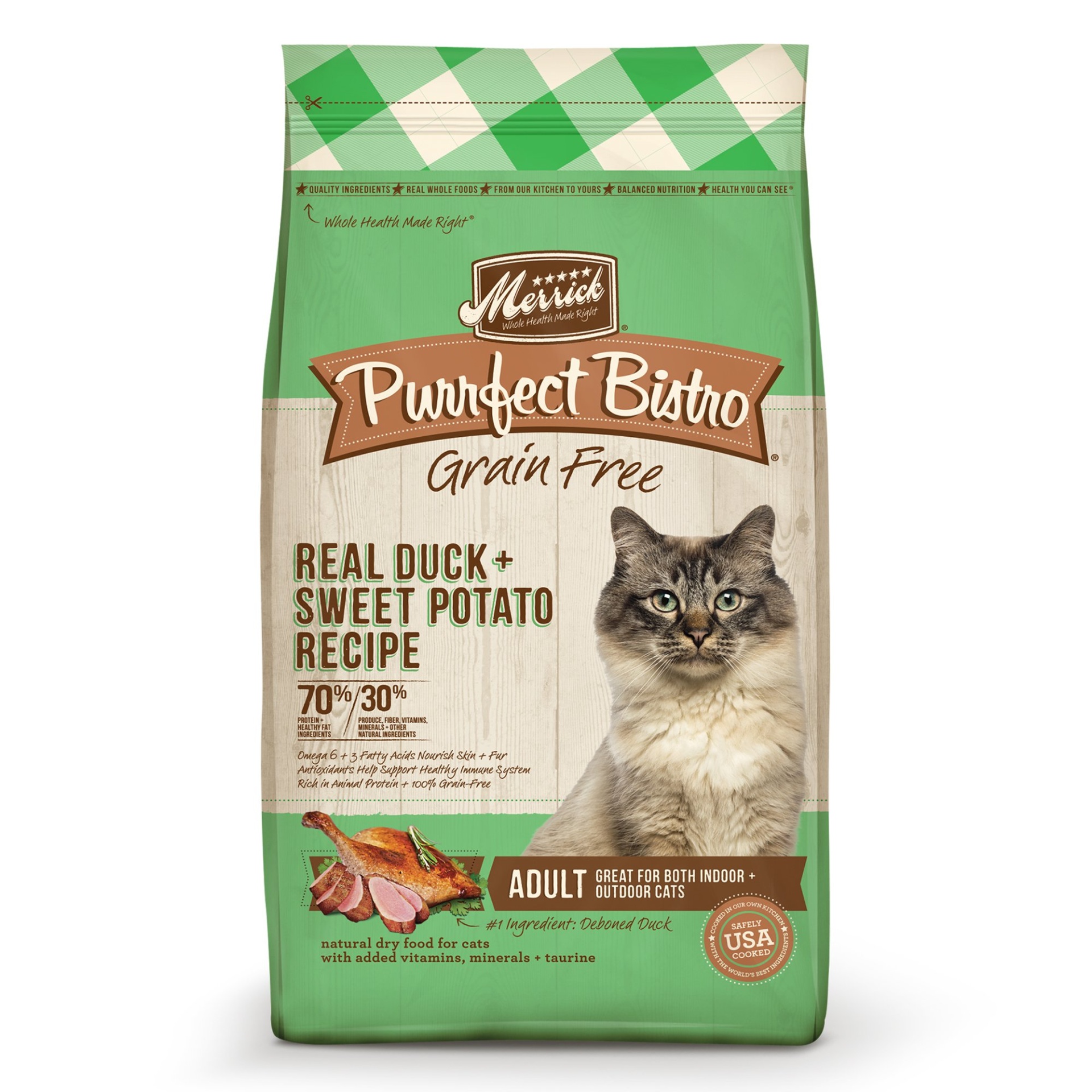 slide 1 of 1, Merrick Purrfect Bistro Grain Free Real Duck & Turkey Adult Dry Cat Food, 4 lb