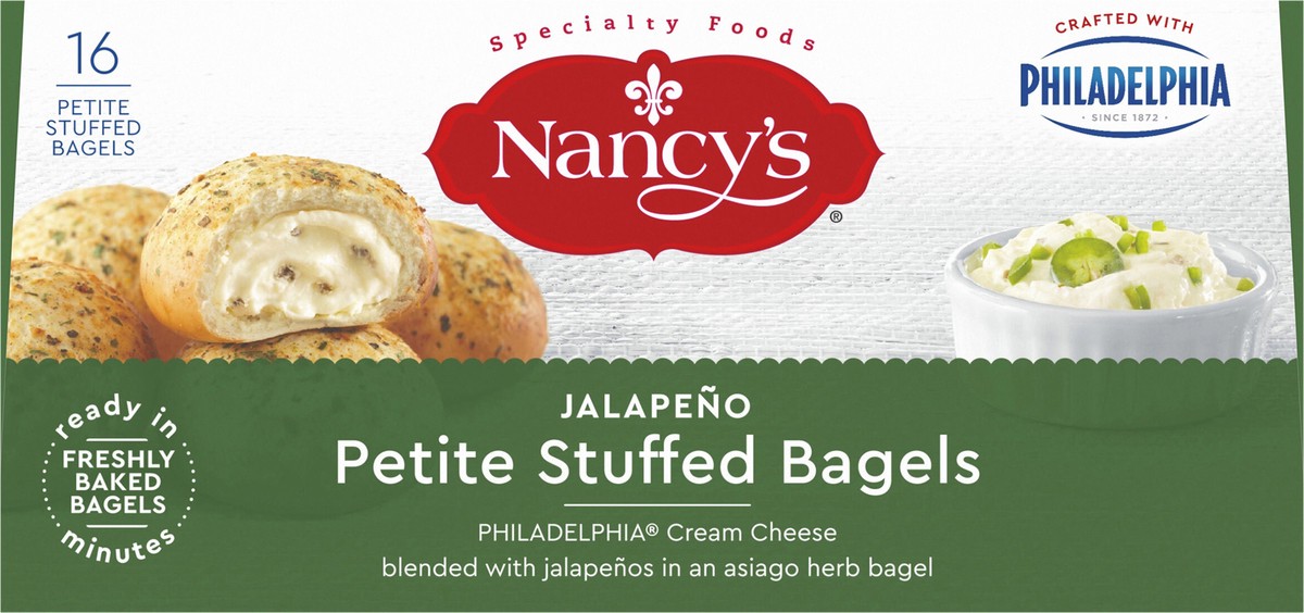 slide 2 of 13, Nancy's Petite Stuffed Bagels with Jalapeno Philadelphia Cream Cheese Frozen Snacks, 16 ct Box, 16 ct