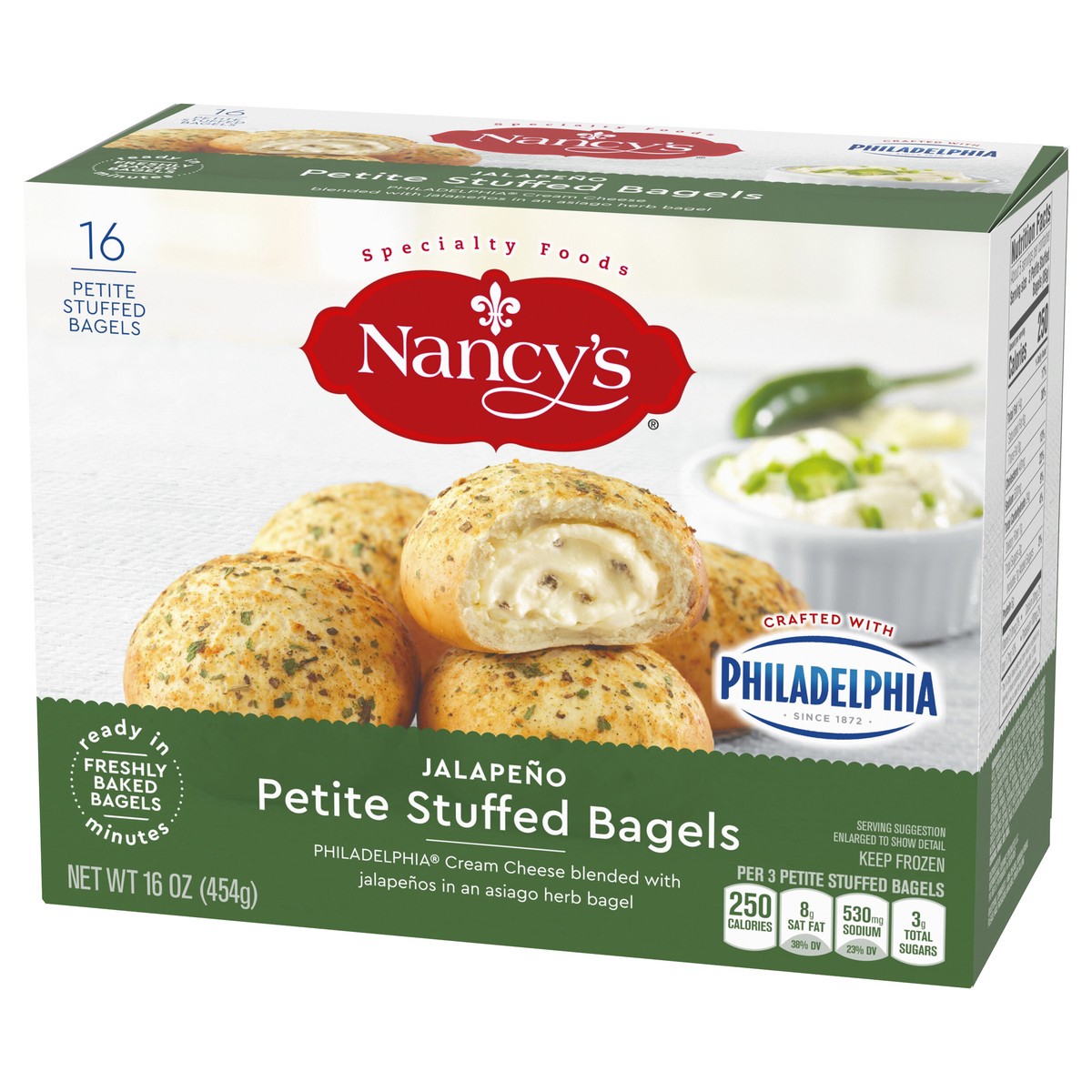 slide 3 of 13, Nancy's Petite Stuffed Bagels with Jalapeno Philadelphia Cream Cheese Frozen Snacks, 16 ct Box, 16 ct