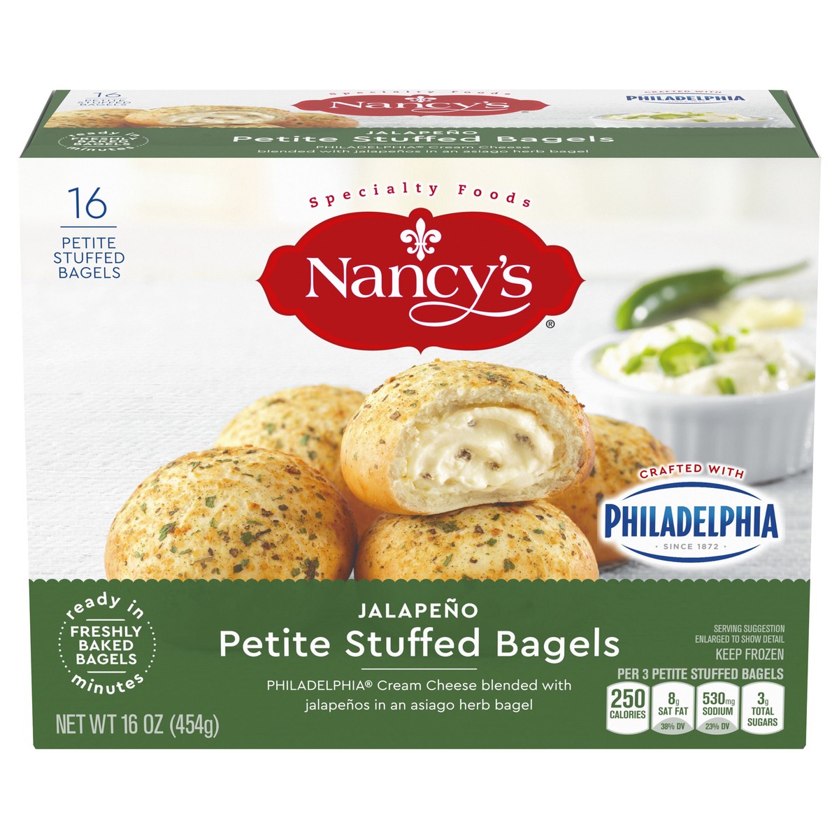 slide 12 of 13, Nancy's Petite Stuffed Bagels with Jalapeno Philadelphia Cream Cheese Frozen Snacks, 16 ct Box, 16 ct