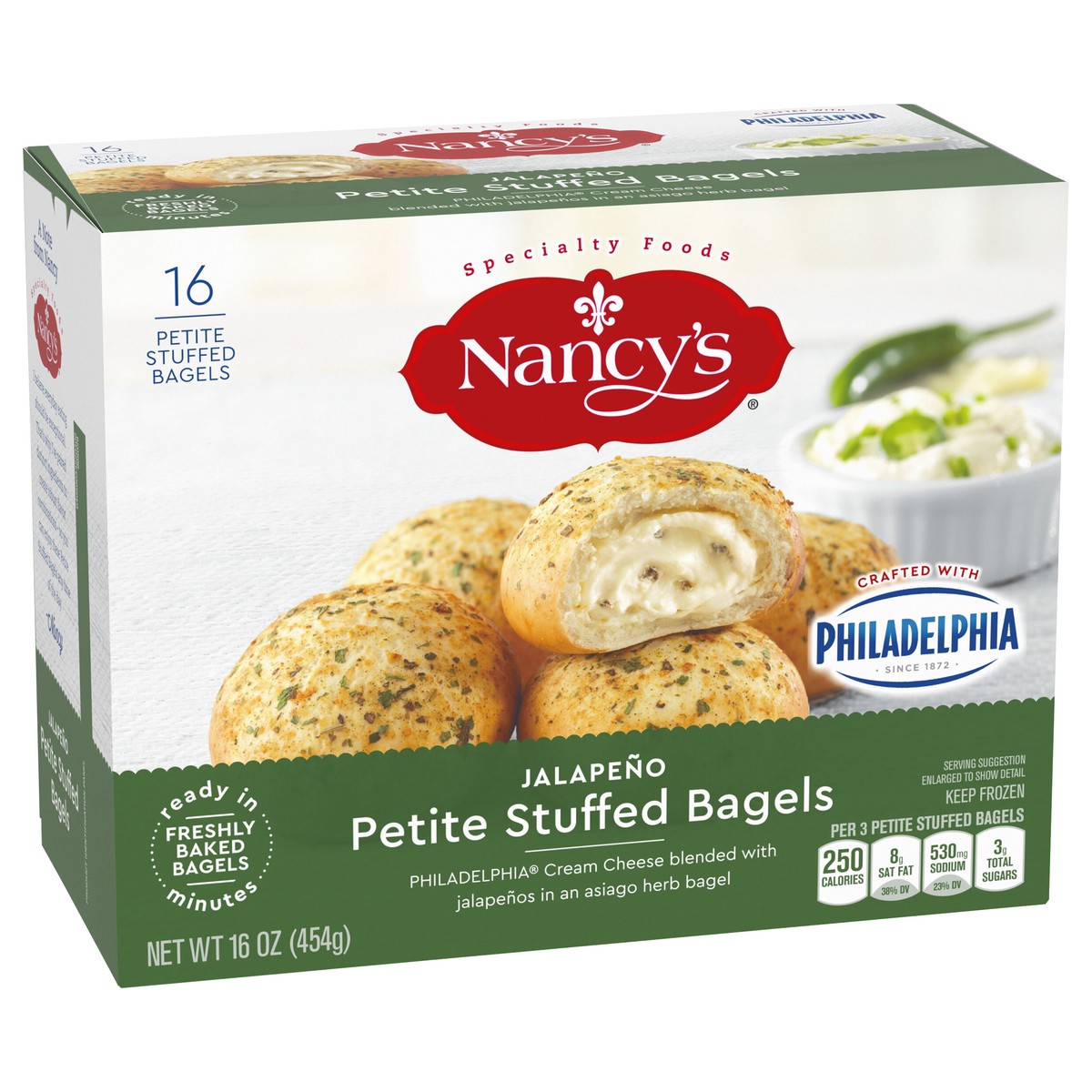 slide 6 of 13, Nancy's Petite Stuffed Bagels with Jalapeno Philadelphia Cream Cheese Frozen Snacks, 16 ct Box, 16 ct