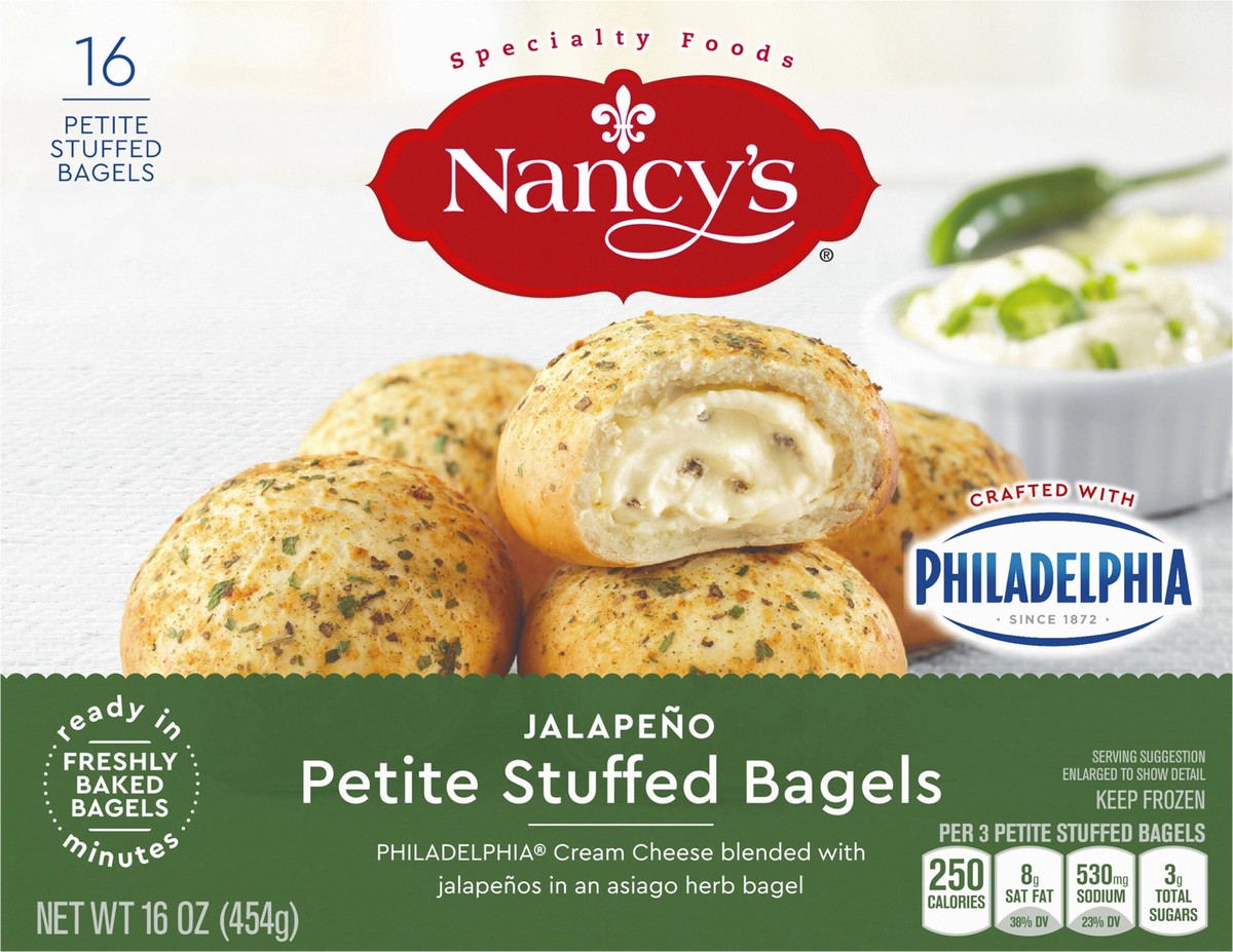 slide 10 of 13, Nancy's Petite Stuffed Bagels with Jalapeno Philadelphia Cream Cheese Frozen Snacks, 16 ct Box, 16 ct