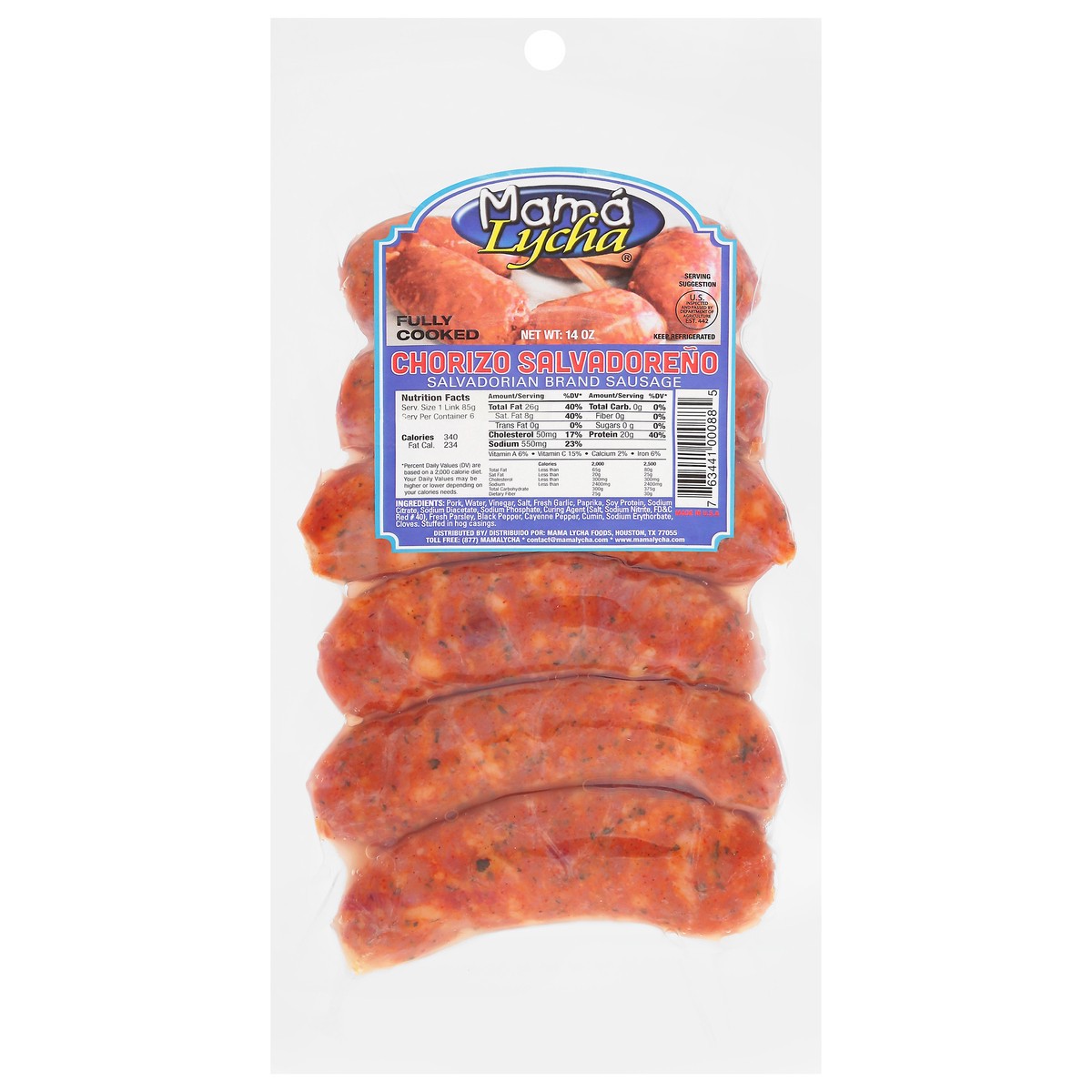 slide 9 of 13, Mama Lycha Salvadorian Brand Sausage 14 oz, 14 oz