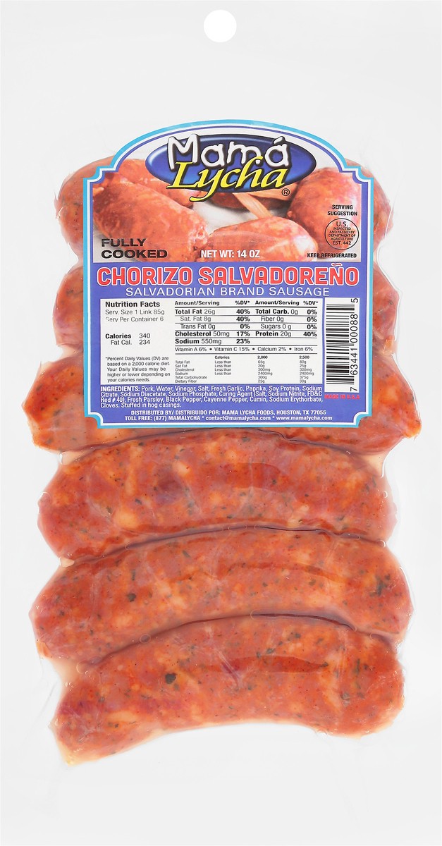 slide 6 of 13, Mama Lycha Salvadorian Brand Sausage 14 oz, 14 oz