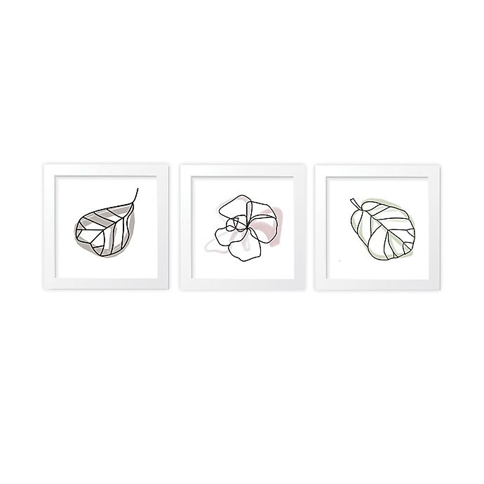 slide 1 of 5, goumikids Abstract Floral Framed Wall Art Set - White, 3 ct