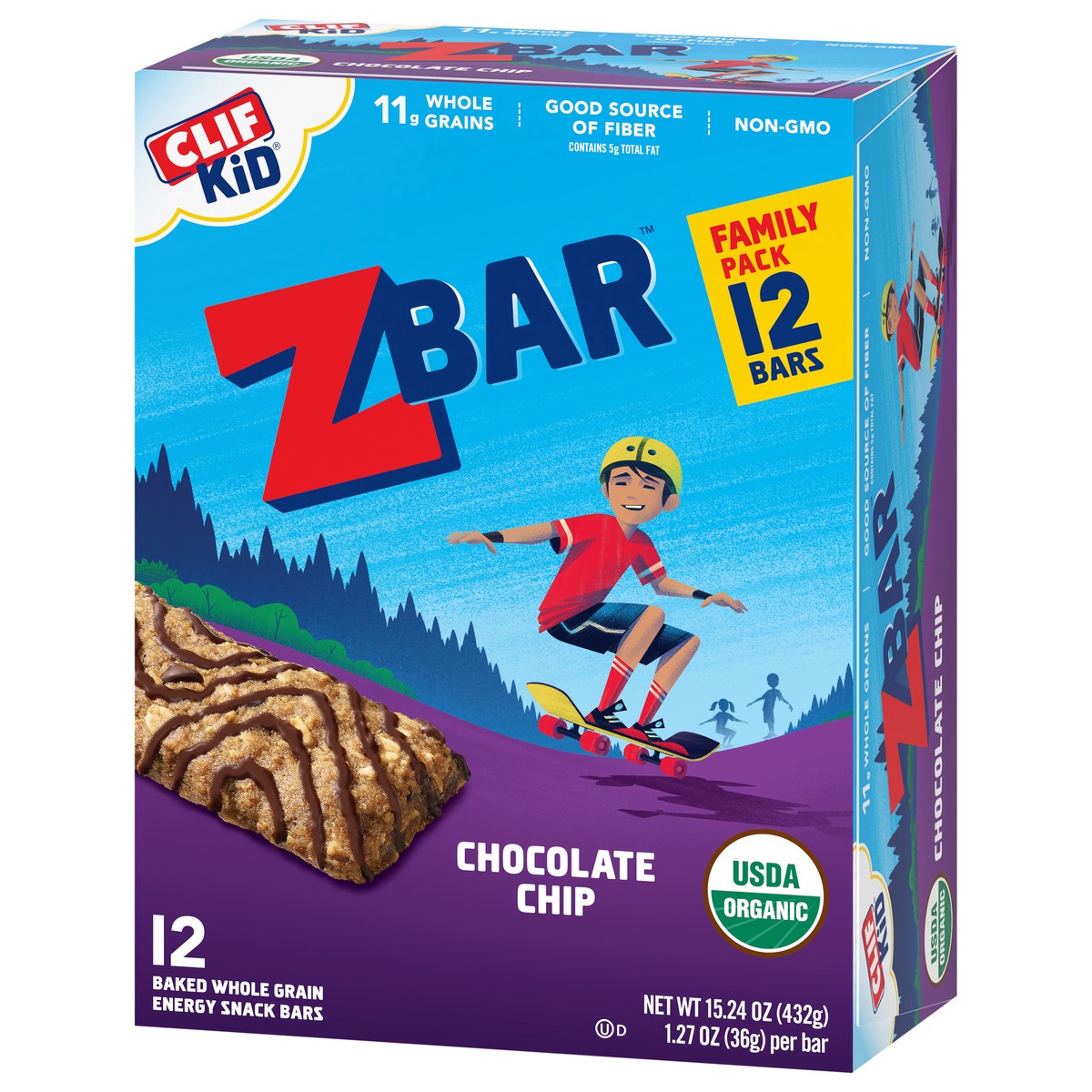 slide 2 of 9, Zbar - Chocolate Chip - Soft-Baked Energy Snack Bars - Non-GMO - 12g Whole Grains - USDA Organic Granola Bars (12 Pack), 12 ct